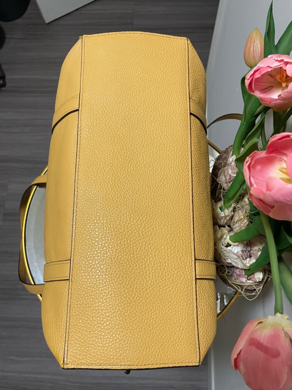 Coach Genuine Leather pebble large two toned yellow white May Tote Bag - Picture 11 of 16